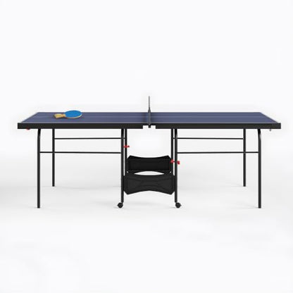 Zevemomo Table Tennis Table, Foldable Ping Pong Tables w/ 2 Paddles 3 Balls - color: Blue