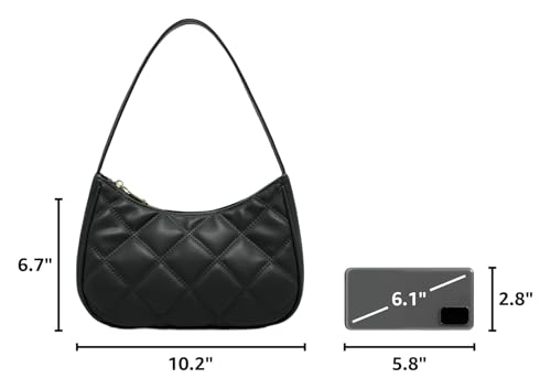 CYHTWSDJ Shoulder Bags for Women, Cute Hobo Tote Handbag Mini Clutch Purse with Zipper Closure - color: Black Lg