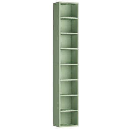 FOTOSOK 8-Tier Media Tower Rack, 11.6 X 9.3 X 70.9 Inches CD DVD Slim Storage Cabinet with Adjustable Shelves, Tall Narrow Bookcase Display Bookshelf for Home Office, Green - color: Green