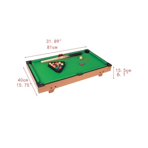 Generic Mini Tabletop Pool Set Billiards Game Miniature Pool Toy Desktop Snooker Game Balls for Parties Nursery Friends, 81cmx40cmx15.5cm