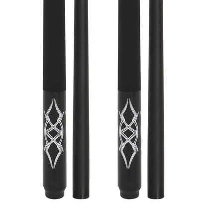 Fiberglass Pool Cue Stick 19-21 oz, 58 inch Billiard cue for Professional Adult Player - color: Black Set of 2