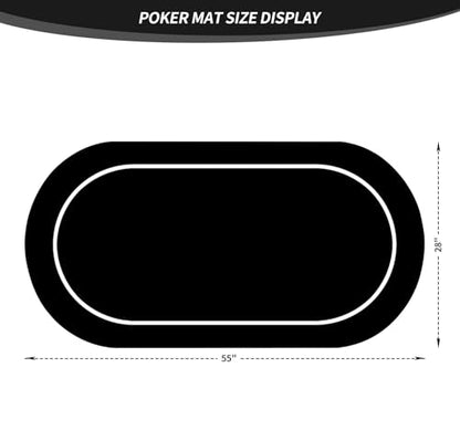 nuveti Poker Mat - 55 x 28inch Non-Slip Poker Table Game Mat - Portable Rubber Waterproof Poker mat for Table 6-8 Player Card Game Anti-Slip Rubber Poker Table Top Layout - color: 55 X 28 Inch Heiwuzuoweikuan