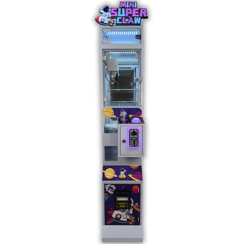 Mini Claw Machine - Coin & Bill Operated Vending Unit - Arcade Style Prize Dispenser for Events,Stores or Game Rooms - Space Theme