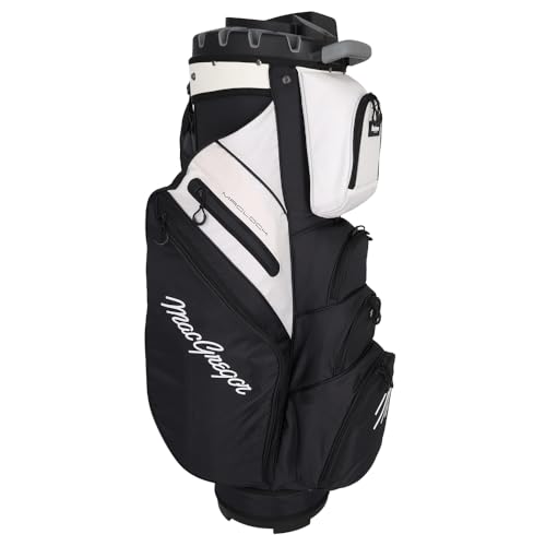 MacGregor MACLOCK Ultimate Divider System Cart Bag with 14 Way Organizer Divider Top and Individual Club Locking Slots - color: Black/White