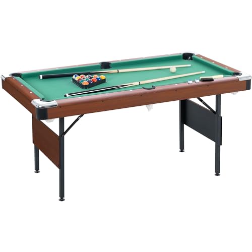 Ditkoko Billiard Table, 64" Folding Pool Table with with Balls, Cues, Chalk, Brush and Triangle, Pool Table Set for Family Game Room, Adult Rrec Room, Basements, Man cave or Garage