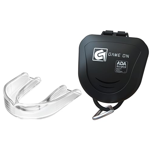 Game On Mouthguards - Only ADA Accepted Strapless Sports Mouth Guard for Football, Basketball, Lacrosse, Hockey - Superior Protection, Comfortable Fit (Braces Mouthguard) - color: Clear, size: Youth