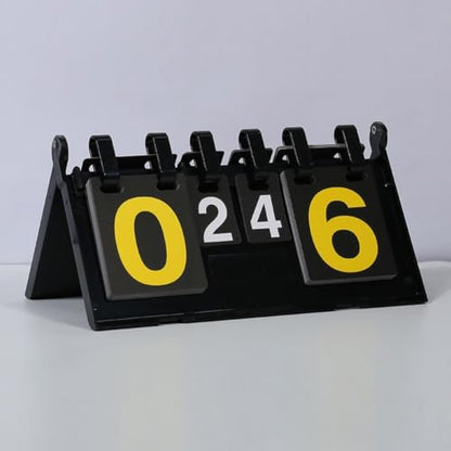 Portable Tabletop Scoreboard, 6-Digit Flip Display with Triangular Base, Soft PVC Material for Basketball Football Tennis Volleyball