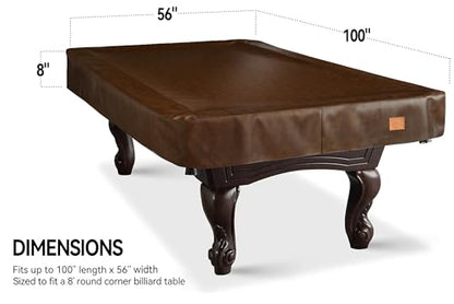 Heavy Duty Leatherette Billiard Pool Table Cover, Waterproof & Tearproof Cover for Pool Table 7/8/9FT 8Feet-Coffee - color: Coffee, size: 8FT-(100"LX 56"WX 8“H)
