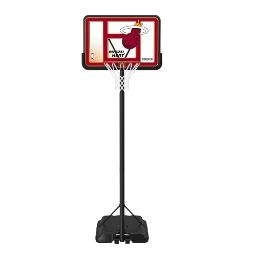 Lifetime NBA Miami Heat Portable Basketball Hoop, Adjustable Height 7.5-10 Ft, 44 Inch Shatterproof Fusion Backboard, Base with Wheels - color: Miami Heat