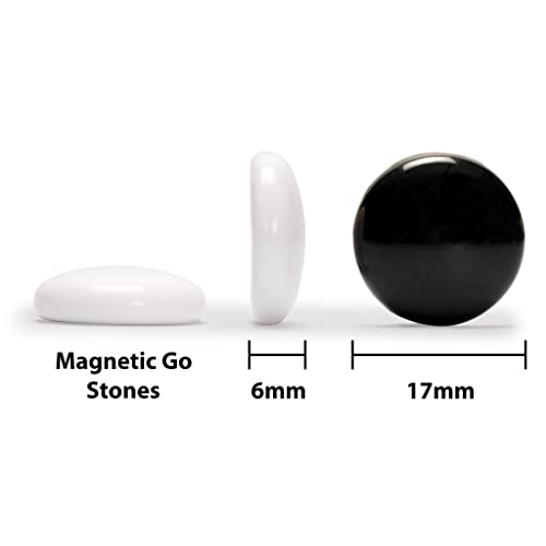 Yellow Mountain Imports Large Magnetic 19x19 Go Game Set Board (14.6-Inch) with Single Convex Stones - Folding, Portable, and Travel Ready Set - size: 14.6 x 14.6 x 1.1 inches