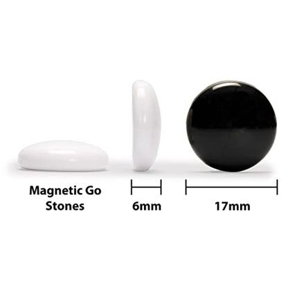Yellow Mountain Imports Large Magnetic 19x19 Go Game Set Board (14.6-Inch) with Single Convex Stones - Folding, Portable, and Travel Ready Set - size: 14.6 x 14.6 x 1.1 inches