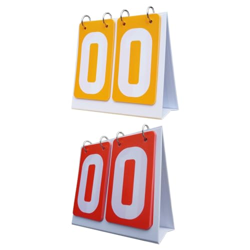 2 Pieces Sports Scoreboards Flip Number Scoreboards Portable Tabletop Double Row Flippers PVC Waterproof Base Stand Suitable for Coaches Basketball Fo