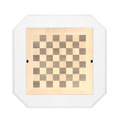 Chess Table, Reversible Chess Checker Game Table with 2 Drawers for Family Entertainment Room, 3-in-1 Square Game Tray for Chess Checker Backgammon, White - size: 28''-Chess Table White