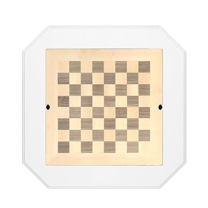 Chess Table, Reversible Chess Checker Game Table with 2 Drawers for Family Entertainment Room, 3-in-1 Square Game Tray for Chess Checker Backgammon, White - size: 28''-Chess Table White