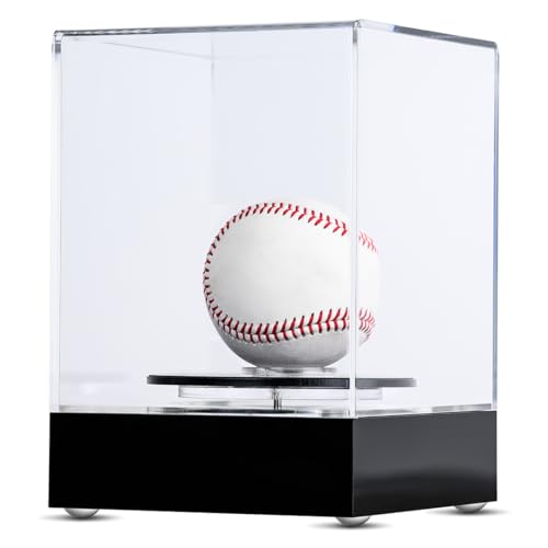 Large Spinning Clear Acrylic Display Case – Battery-Powered Rotating Stand for Baseballs, Hockey Pucks, Golf Balls, and Figurines – Perfect for Collectibles and Memorabilia