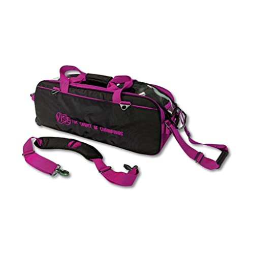 VISE Clear Top 3 Ball Roller Bowling Bag - color: Black/Pink