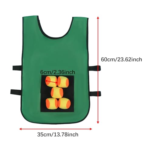 Dodgeball Game Toss Soft Toy Balls Playground Game Toy Sticky Ball Vest Target Ball Vest for Camping Indoor Backyard Outside - color: green aldults