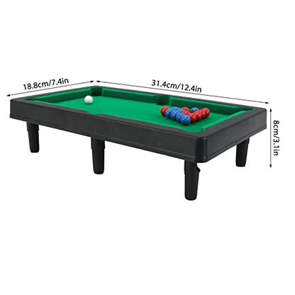 Mini Pool Table, Portable Tabletop Billiards Game Interactive Simulation Foldable Miniature Billiard Game Set with Balls, Sticks, Billiard Cue and Tripod Rack for Desktop