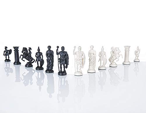 3 3/4" BLACK & WHITE Roman Legion Plastic Chess Pieces - felted