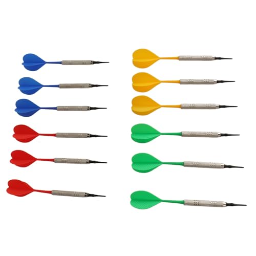 12PCS Soft Tip Darts, Flexible Plastic Professional Indoor Darts Set with 100 Replacement Tips for Electronic Dartboard Games, Arcades, Home, Bars