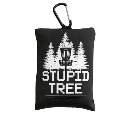 Disc Golf Grip Bag with Carabiner, Frisbee Disc Golf Grip Enhancer for All Skill Levels, Pre-Filled Chalk or Rosin Options – Black – Stupid Tree Design