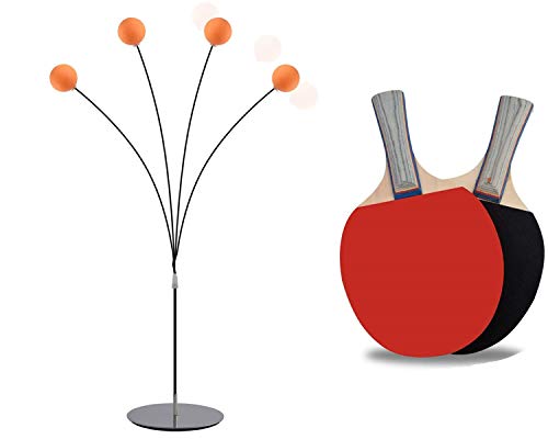 Ping Pong Balls Paddles Set Table Tennis Training Elastic Soft Shaft Equipment Trainer Practice Ball Bulk Children Adult (2 Table Tennis Paddle & 3 Ping-Pong Balls)