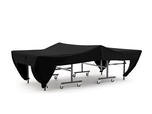 Covermates Ping Pong Table Cover – Water-Resistant All-Weather, Heavy-Duty Vinyl with Soft Lining, Elastic Hem and Buckle Straps, Indoor Outdoor Table Tennis Cover, 110W x 60D x 30H, Black - color: Classic Black Vinyl, size: 110W x 60D x 30H