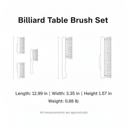 Billiard Table Brush Set, Natural Horsehair Bristles with Wood Handle for Pool Table Felt, 2-Pack - size: 12.99 x 3.35 x 1.57 in