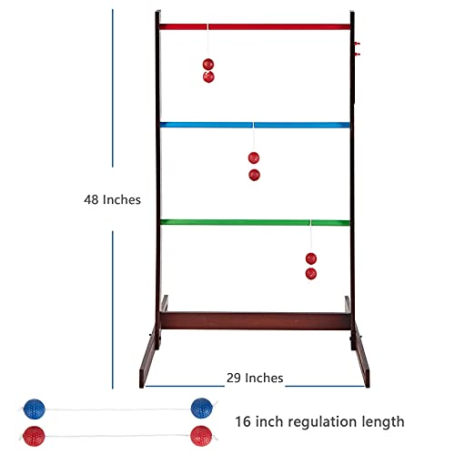 SpeedArmis Vintage Ladder Toss Game Set, 48In Rubber Wooden Ladder Ball Golf Lawn Game with 6 Bolo Balls & Carrying Case - Outdoor Backyard Game for Teens Adults Family
