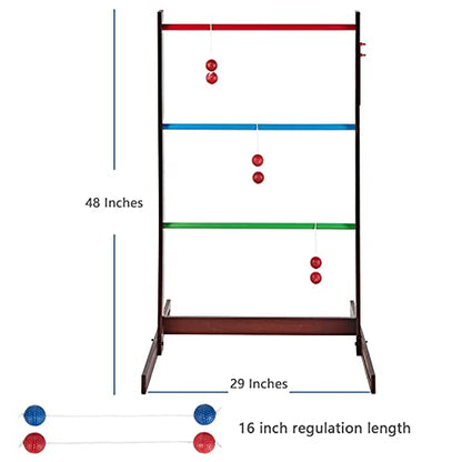 SpeedArmis Vintage Ladder Toss Game Set, 48In Rubber Wooden Ladder Ball Golf Lawn Game with 6 Bolo Balls & Carrying Case - Outdoor Backyard Game for Teens Adults Family