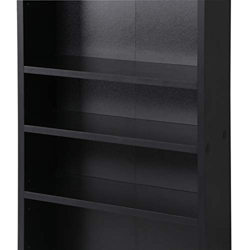 5 Shelf Bookcase 5 Tier Wooden Multimedia Storage Media Cabinet DVD Rack, Adjustable Shelves Organize a Mix of Media Storage Furniture 240 CDs DVDs or 132 Blue Ray Video Games Books