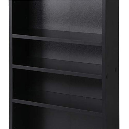5 Shelf Bookcase 5 Tier Wooden Multimedia Storage Media Cabinet DVD Rack, Adjustable Shelves Organize a Mix of Media Storage Furniture 240 CDs DVDs or 132 Blue Ray Video Games Books