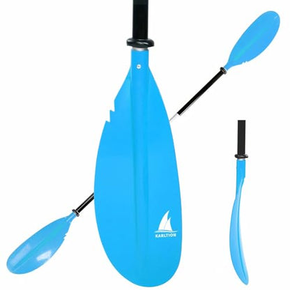 Karltion Kayak Paddle - Adjustable 2 Pieces Aluminum Alloy Shaft with Glass Fiber Blade for Surfing,Oar Fishing Easy Packable Travel - color: Blue, size: 90.5"-1 paddle