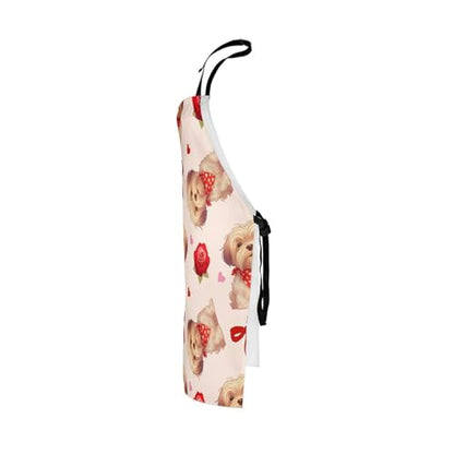 Castle Fairy Cute Rabbit Deer Kitchen Apron - color: Rose Bow Red