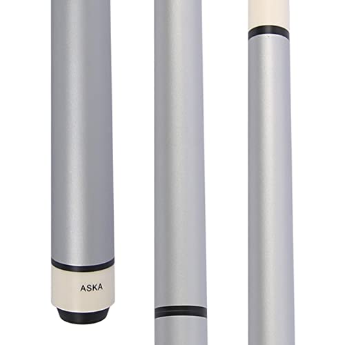 ASKA 25oz Heavy Hitter Matte Jump Break Cue – 3-Piece Jump/Break Pool Cue, 14mm Phenolic Tip & Ferrule, Hard Rock Canadian Maple Shaft, 2 Quick Release Joints, Wrapless Matte Handle, 58" Cue - color: Matte Silver
