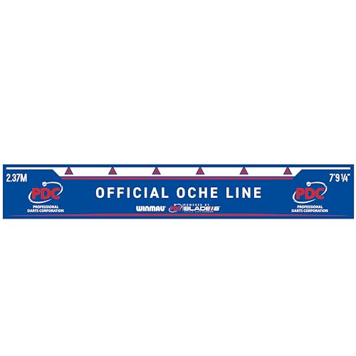 Winmau Darts Oche Line - High Visibility Throw Line Marker with Toe Markers for Consistent Stance - Self-Adhesive, Sticks to Hard Floors (Wood/Tile/Laminate) - Regulation Distance - style: PDC