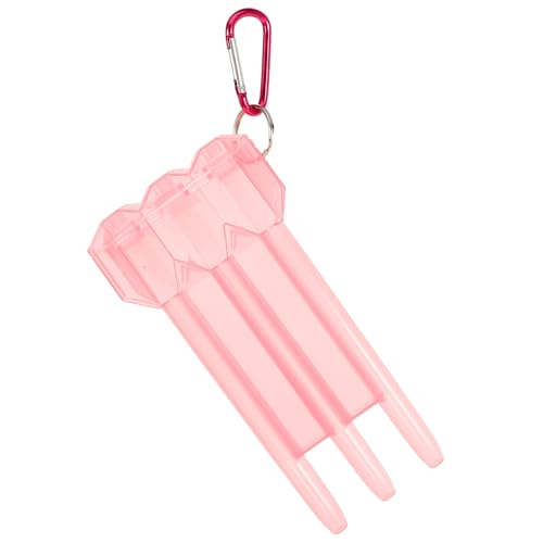 Holibanna Portable Darts Case with Lockable Pink Plastic Hard Shell, Lightweight Storage Box with Carabiner for Soft Tip Darts, Outdoor and Travel Use