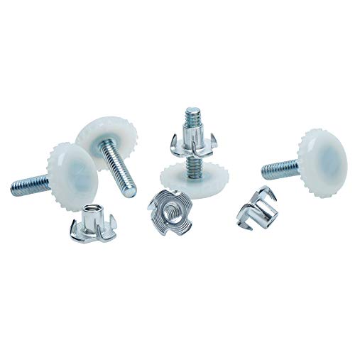 Desunia Medium Duty Nylon Table & Furniture Levelers - 1/4" Threaded Shank w/T-Nuts - 400 Lb. Capacity - Adjusts from 0" to 9/16" - White - 4 Pack - color: White, size: 4
