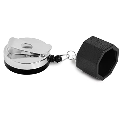 OKKO Retractable Octagon 8-Ball Chalker Billiard Pool Cue Chalk Holder with Belt Clip Black + 1 tube/5pcs of Predator Chalk