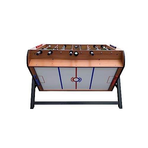 KICK Triplex 55″ Telescopic Rods 3-in-1 Swivel Multi Game Table – Foosball, Pool/Billiards & Air Hockey - color: Brown