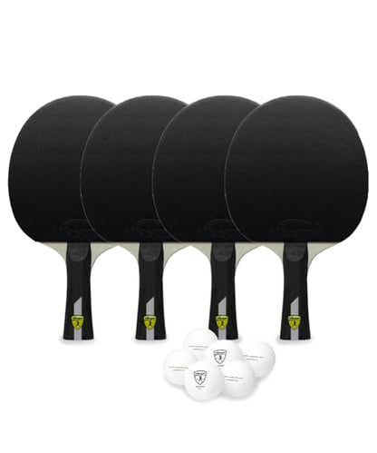 Killerspin 4X Impact Ping Pong Paddle Set – 2-Pack Table Tennis Rackets with 6 Balls | Flared Handle, 5-Ply Wood, Durable Rubber for Beginner to Advanced Players