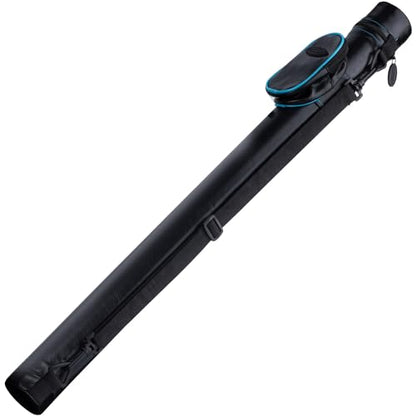 Casemaster Q-Vault Supreme Billiard/Pool Cue Hard Case, Holds 1 Complete 2-Piece Cue (1 Butt/1 Shaft) - color: Black with Blue Trim