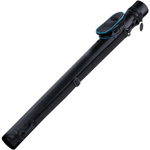 Casemaster Q-Vault Supreme Billiard/Pool Cue Hard Case, Holds 1 Complete 2-Piece Cue (1 Butt/1 Shaft) - color: Black with Blue Trim