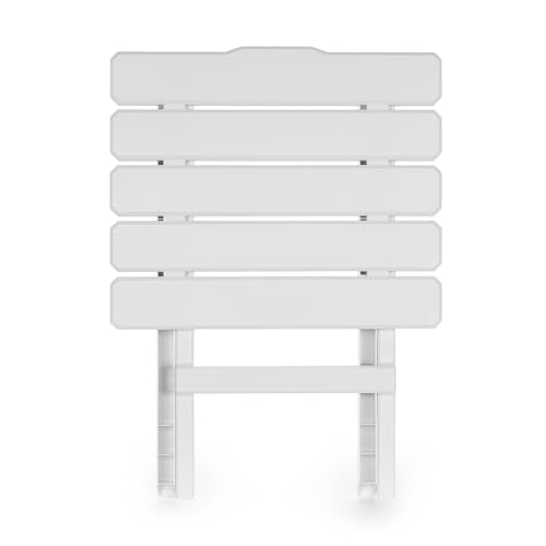 Camco Adirondack Style Folding Plastic Large Table with Footrest Design and Easy to Setup Construction for Indoor or Outdoor Use, White