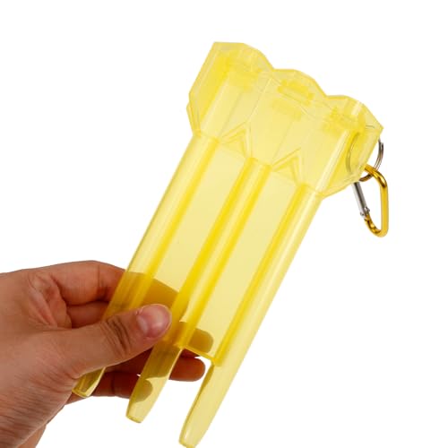 Portable Hard Shell Dart Storage Case with Locking Clip, Yellow Plastic Lightweight Container with Carabiner for Steel Tip Darts Carrying and Hanging
