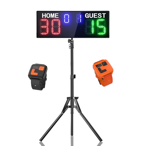 YZ LED Electronic Scoreboard with Watch Control, Digital Scoreboard with Remote, Portable Scoreboard Basketball, Digital Tennis Score Keeper for Net, Scoreboard for Outdoor Games Volleyball/Football - style: scoreboard(with tripod)