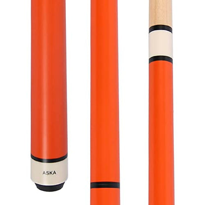 ASKA 25oz Heavy Hitter Matte Jump Break Cue – 3-Piece Jump/Break Pool Cue, 14mm Phenolic Tip & Ferrule, Hard Rock Canadian Maple Shaft, 2 Quick Release Joints, Wrapless Matte Handle, 58" Cue - color: Matte Orange
