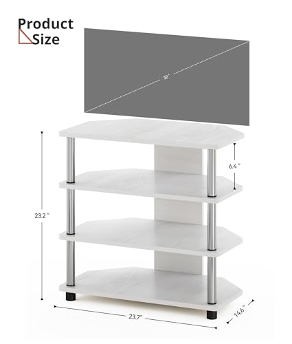 AV Media Stand, 4-Tier Game Console Stand with Open Shelves Media Center for Bedroom Dorm Living Room, Fits TV up to 32” - color: White