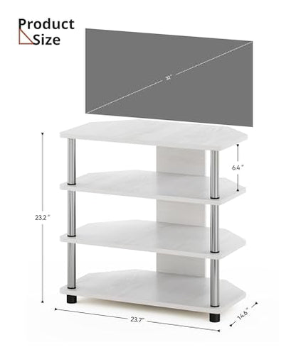 AV Media Stand, 4-Tier Game Console Stand with Open Shelves Media Center for Bedroom Dorm Living Room, Fits TV up to 32” - color: White