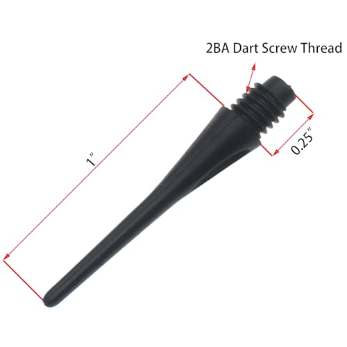 100pcs 2BA Thread Soft Tip Plastic Dart Points Replacement Dart Accessories (Black)